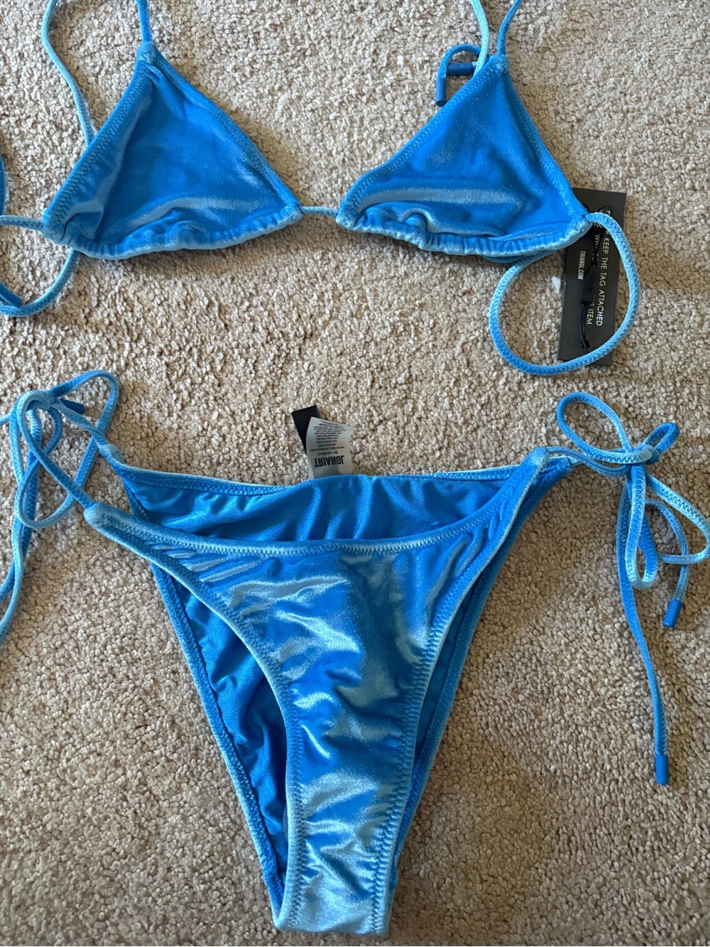 Triangl Blue Velvet Bikini Set - Picture 2 of 5